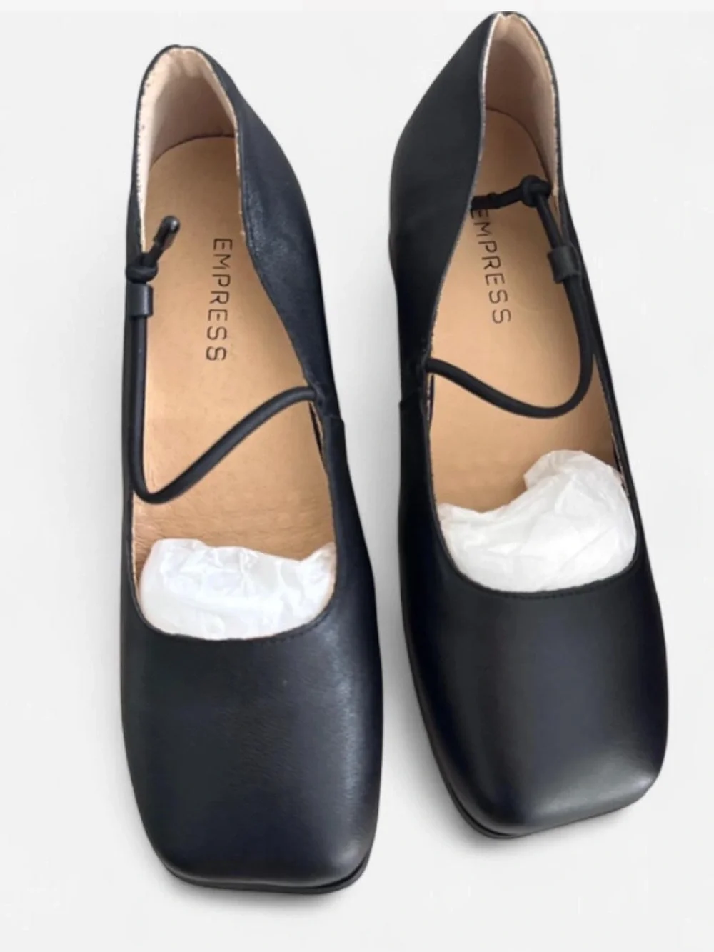 Empress Black Square-Toe Mary Jane Flats -w Extra set of insoles